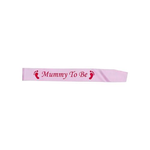 Bébé Douche Fête Ceintures Momie À Être Satin Ceinture Ruban Empreinte (Rose)