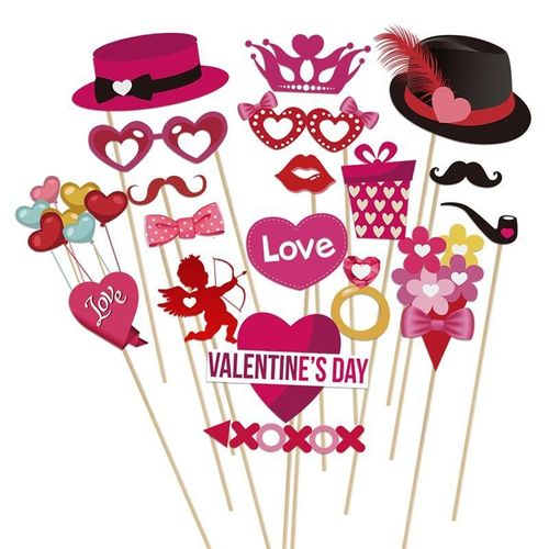 40 pièces/ensemble saint valentin fête Photo stand accessoires Photobooth masques drôles cadeaux Prop lèvres pour la décoration de fête