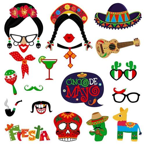 20 Pièces Photo Stand Accessoires Fiesta Fête Fournitures Mexicain Carnaval Accessoire Pour Mariage Fête D'anniversaire Faveurs