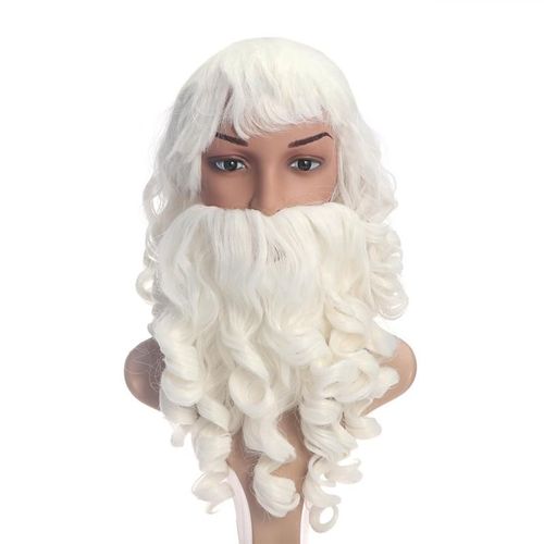 Ensemble De Barbe Et De Perruque De Santa De Costume De Santa Vif Confortable De Bouclage Pour Le Festival De Cosplay De Fête De Mascarade