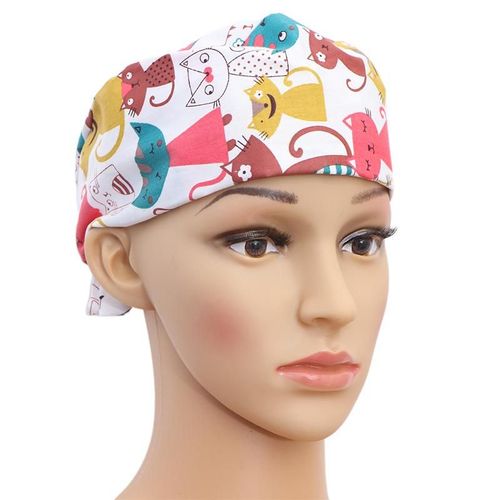 Casquette Chirurgicale Réglable En Coton Imprimé Médecin Infirmière Chat Casquette D'impression Absorbant La Sueur Casquette Infirmière Chapeau De Chirurgie