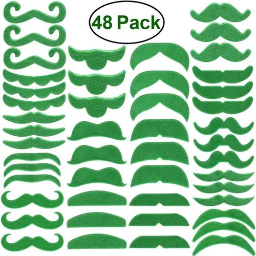 48 Pièces Auto-Adhésif Faux Moustache En Peluche Moustache Costume Fête Visage Accessoire Pour La Saint-Patrick