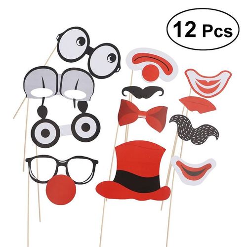 12 Pièces Accessoires Photo Lunettes Créatives Chapeau Unique Papier Clown Accessoires Photo Fournitures Photo Pour Les Fournitures De Mariage De Fête