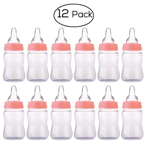 12 Pièces Mini Bonbons En Plastique Transparent Rose Bouteille D'alimentation Boîte À Bonbons Pour Fête De Mariage Anniversaire Bébé Douche Faveurs Cadeaux
