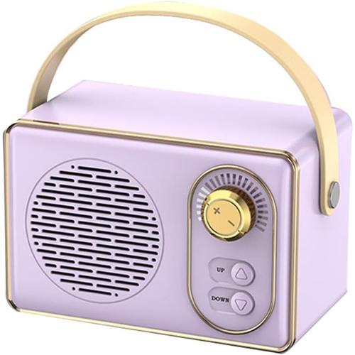 1 haut-parleur Bluetooth classique rétro lecteur de musique son stéréo portable mini lecteur de musique de voyage violet