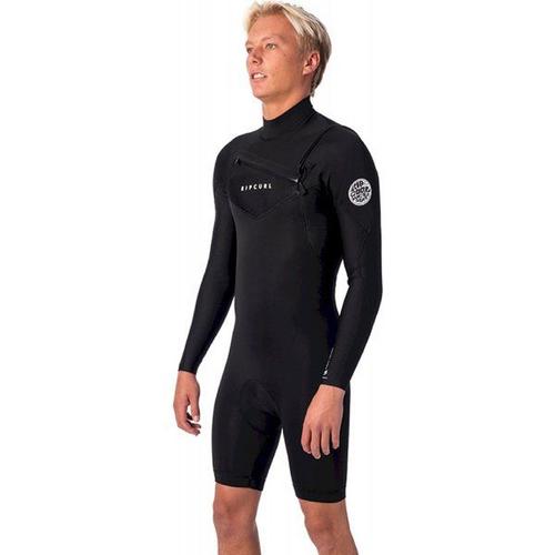 Dawn Patrol Long Sleeve 2/2 Mm Chest Zip Shorty - Combinaison De Surf Homme Black S - S