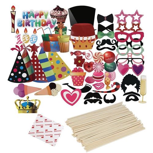 56 Pièces Photomaton Joyeux Anniversaire Accessoire Bricolage Mr Mrs Lunettes Masque Fête Accessoires Photographie Enfant Décoration De Mariage
