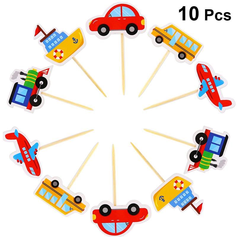 10 Pieces Decoration De Gateau Dessin Anime Voiture Transport Gateau Pics Fruits Pics Anniversaire Fete De Mariage Fete D Anniversaire Gateau Decorations Fournitures Rakuten