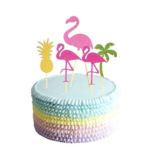 Hawaii Fête D'anniversaire Flamant Rose Cupcake Toppers Mignon Gâteaux Topper Choix Mariage/Fête D'anniversaire Décoration Bébé Douche