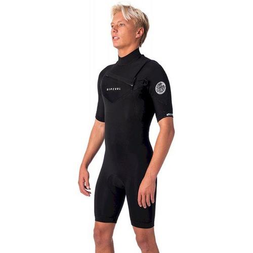Dawn Patrol Short Sleeve 2/2 Mm Chest Zip Springsuit - Combinaison De Surf Homme Black L - L