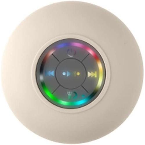 1 Set Mini Haut-parleur Bluetooth de Douche Sans Fil Audio de Salle De Bains Haut Parleur à Ventouse Bluetooth avec Lumière RGB Portable,