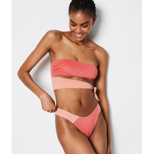 Bikini Brésilien High Leg Bas De Maillot Pailleté - Boreal - 40 - Rose - Femme - Etam