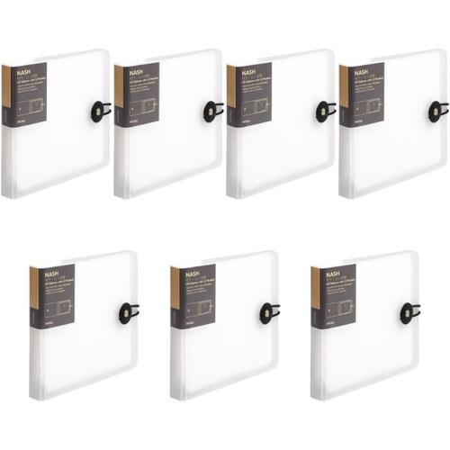 7 Pièces 12 Sac De Cd Porte-cas Disque Conteneur Cd Dvd Reliures De Livres Support De Stockage Classeur De Feuilles Mobiles Tissu Non Tissé Blanche Étui De Protection Bouton