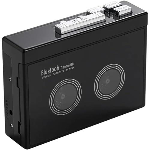 1 PCS Lecteur de Cassettes Stéréo Rétro Noir en Plastique avec Fonction de Lecture Audio en Sens Inverse Automatique et Bluetooth.