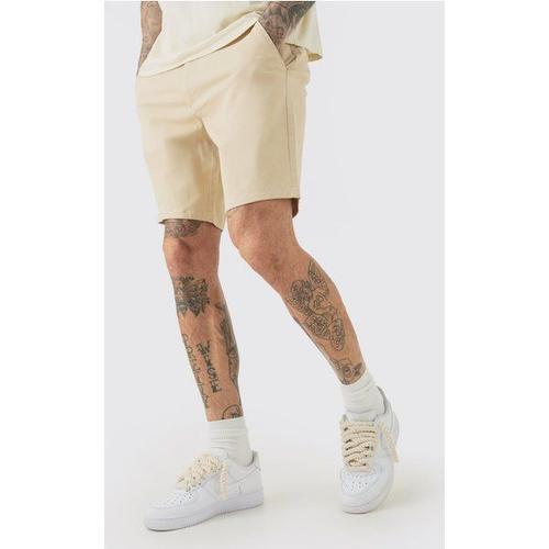 Tall Fixed Waist Stone Slim Fit Chino Shorts Homme - Pierre - 34, Pierre