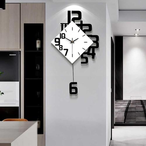 Horloge Murale, Créatif Horloge Murale Design Moderne Geante Décoratif Pendule Murale Silencieuse Horloge Murale Bois Élégant Art déco pour Salon Chambre Salle à Manger Cuisine Bureau, 34x63cm