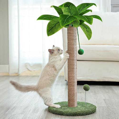 Griffoir Pour Chat, 66 Cm Poteau Griffoir Chat En Sisal De Qualité Supérieure, Arbre À Chat Mignon Avec Jouets Suspendus Et Boule À Ressort Pour Petits Chats D'intérieur