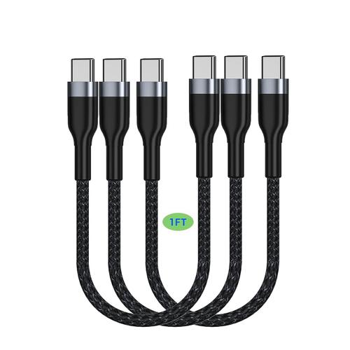 Câble USB C vers USB C 30 cm [Lot de, 0,3m] Câble de charge rapide 60W Type C PD Compatible avec Samsung Galaxy S21 / S21 + / S20 + Ultra Note 20, Pixel 4/3 XL, MacBook Air iPad Pro 2020