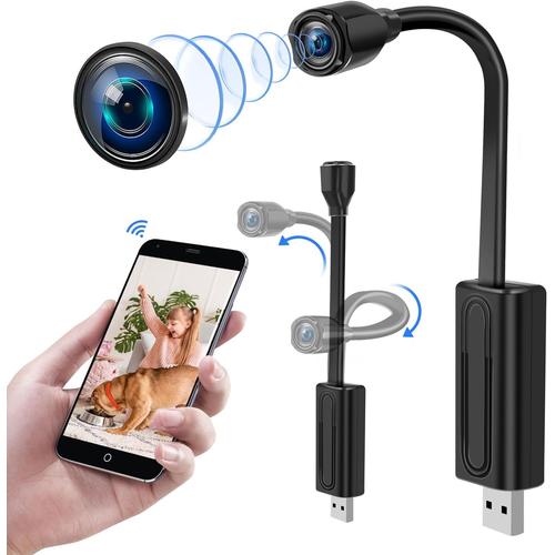 Caméra Cachée Espion HD 1080P, Mini Caméra Espion Invisible WiFi, Micro Caméra de Surveillance Intérieure sans Fil avec Detecteur de Mouvement pour la Maison, Le Bureau, etc.