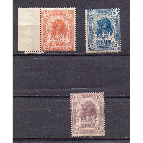 Somalie- Benadir- Lot De 2 Timbres Neufs Tbe Et 1 Timbre Neuf Offert (Manque 1 Dent)- Lion