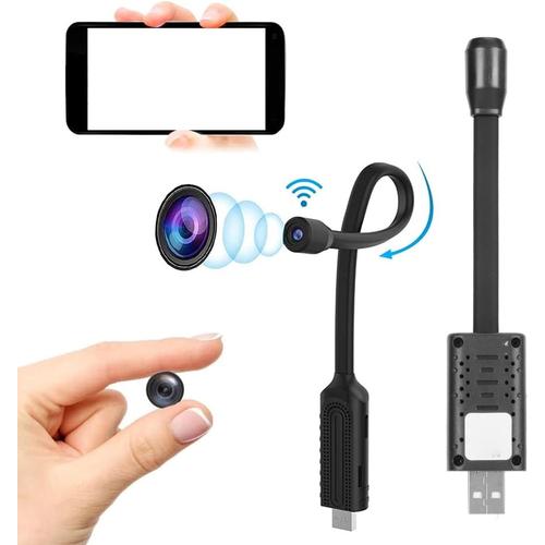 Caméra Espion WiFi, Mini Caméras Cachées sans Fil pour la sécurité de la Maison, Caméra de sécurité avec Prise USB, 1080p HD, Mini Caméra Espion avec Vision Nocturne, Détection