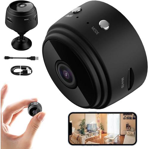 Mini caméra Espion cachée HD 1080p, Mini caméra de Surveillance WiFi sans Fil avec Vision Nocturne, Caméra Video Surveillance de Sécurité Bébé, Caméra Sport avec Detecteur de Mouvement pour intérieur