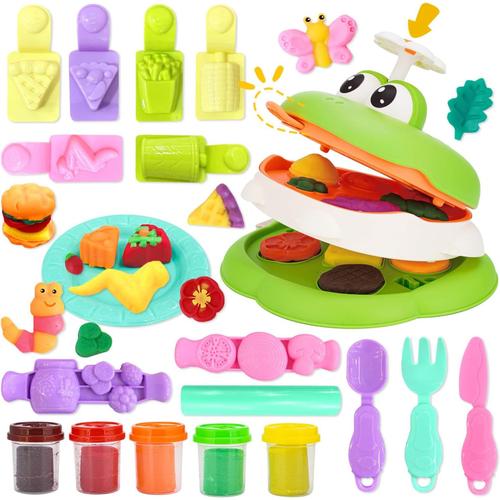 Pâte À Modeler Grenouille 24pcs Accessoires Pate A Modeler Pizza Burger Biscuit Crème Glacée Knit Pâte À Modeler Pour Enfant De 3 Ans Et Plus, Loisir Créatif De Cuisine