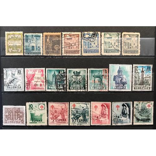 Lot Timbres Espagne - 21 Timbres Differents - Barcelone , Valence , Tuberculose - Rl 260 -
