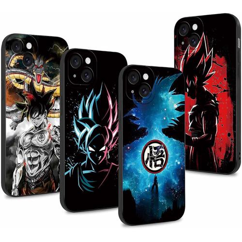 4 Pièces Anime Coque Pour Apple Iphone 15 Plus 6.7'', Dragon Ball Super Z Dbz Son Goku Modèle Manga Dessin Case Antichoc Tpu Protective Objectif Caméra Housse Étui De Téléphone Fine Cover, 02