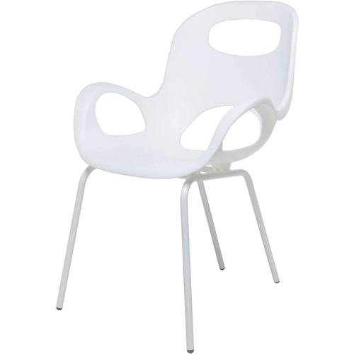 Chaise Avec Accoudoirs Oh Chair. Assise En Polypropylène Coloris Blanc Avec Pieds En Métal Chromé Coloris Blanc. Dimension 61x61x86.4cm