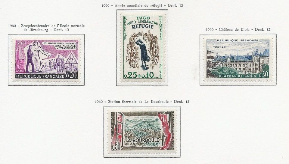 Yvert France (1960) N° 1253, 1254, 1255, 1256. Année Mondiale Du Ré...