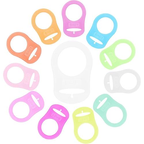 12 Pièces Transparent Attache Tetine Mam,Silicone Bouton Anneau Bébé Mannequin Titulaire Clip Adaptateur De Sucette Tétine,Adaptateur Bague Pour Tétine