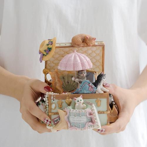 Boîte À Musique Emballée Dans Un Cadeau Pour Les Amoureux Des Chats Coffre Au Trésor Décoration Musicale Pour Bébé Fille Nièce S?ur Femme Enfant Fille Maman Anniversaire Fête Des Mères