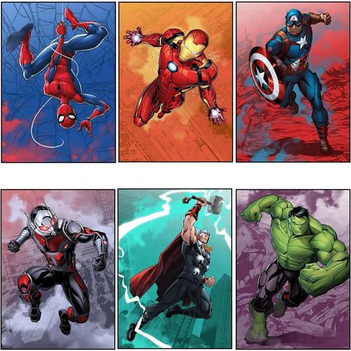 Poster Avengers, Affiche Murale Super Héros, Affiche Superheros Moderne Poster, Poster Marvel, 6pcs Super Héros Impression Sur Toile Poster 20 * 30cm, Pour Chambre D'enfant Décoration Maison