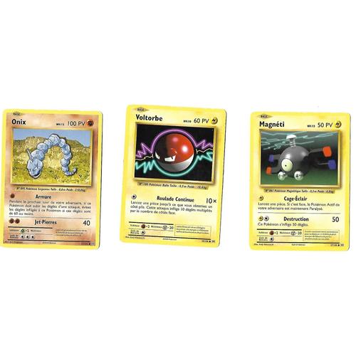 3 Cartes Pokemon Soleil Et Lune (Série Évolution, Voltorbe, Magnéti, Onix)