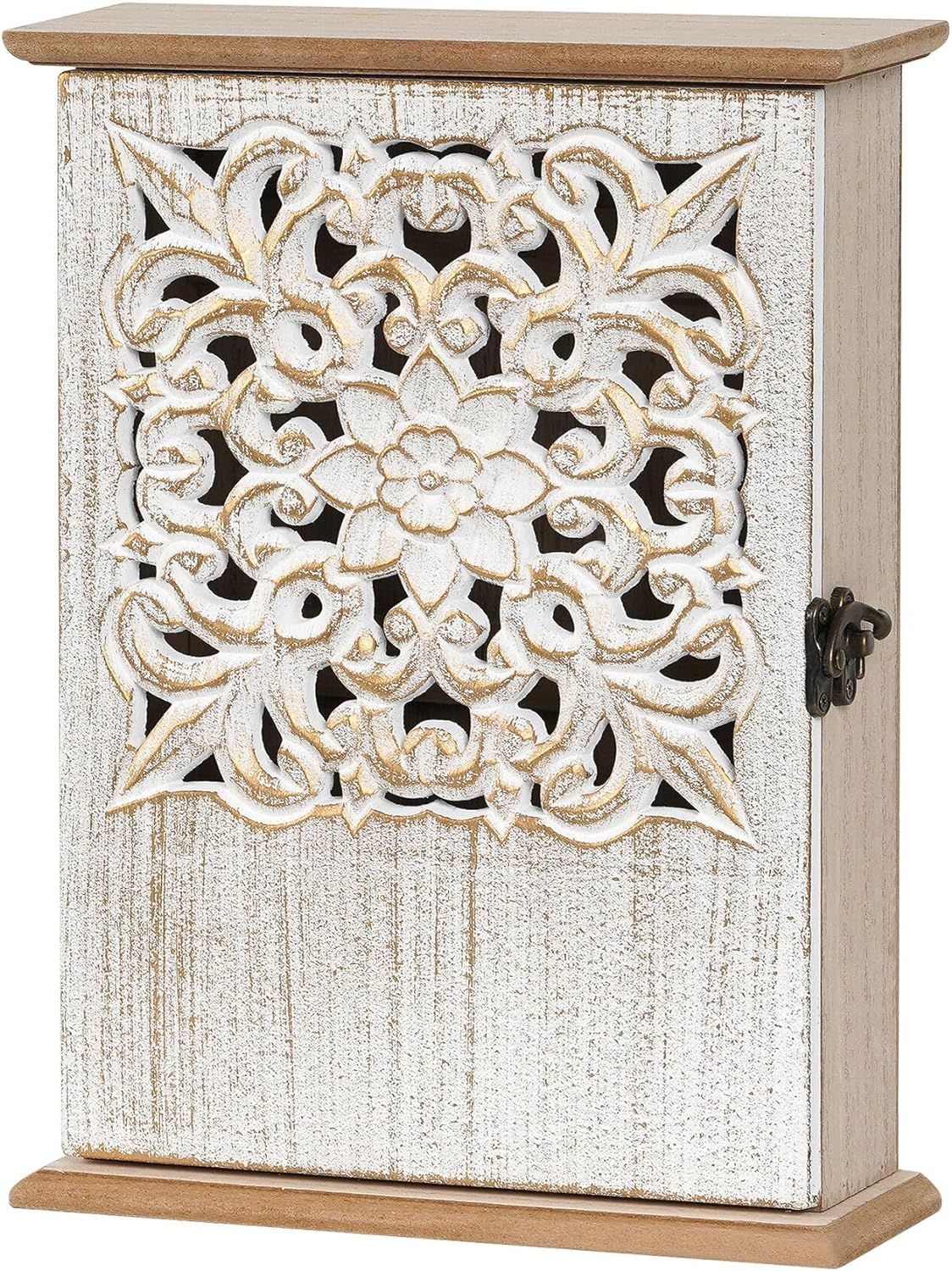 Armoire À Clés En Bois Avec Creux Européens - 6 Crochets À Clés - Porte-Clés Mural Ou Vertical Pour Entrée, Salon, Couloir, Cuisine