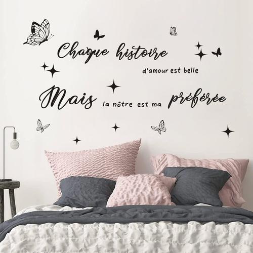 Stickers Muraux Citations Française,Sticker Muraux Citations de d'amour,Noir Citation Autocollant Muraux Chambre Adulte,Sticker Mural Décoratifs Salon,Décoration Murale Chambre Salle à Manger