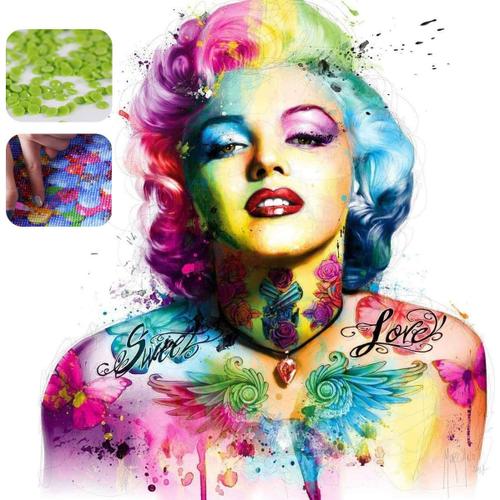 30x30 Cm - Diamond Painting,5d Diy Diamant Peinture Complte Foret Point De Croix Kit Diamant Peinture Kits Pour Adultes Strass Broderie Diamant Art Pour Décoration,Motif De Couleur Marilyn Monroe(30x30cm)