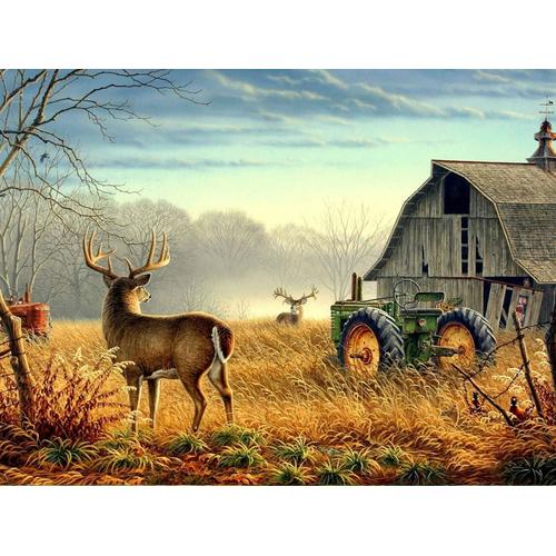 30x40 Cm - Diamond Painting Kits Complets Cerf De Ferme,Broderie Diamant Painting Complet Cerf Animal Campagne,Peinture Diamant Point De Croix Diamant Arts Craft Pour Home Décoration Murale 30x40cm