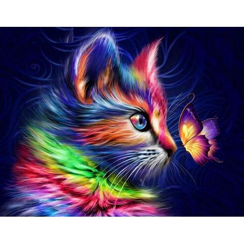 40x50 Cm - 5d Broderie Diamant Chat Kit,Peinture Diamant Kits Craft Photos Pour Home Décoration Murale,40x50cm