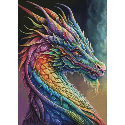 30x40 Cm - Diamond Painting Complet,Dragon Coloré Diamond Painting Kits,Diamond Art Dessin Animal,Painting Diamant Pour La Décoration Murale De La Maison 30x40cm