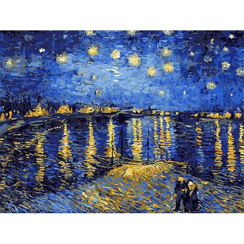 30x40 Cm - Diamond Painting Diamant Broderie De Noël Anniversaire Cadeau Unique Van Gogh Ciel Étoilé Du Rhône Rivière Diamant Peinture Point De Croix Cadeau 30x40cm