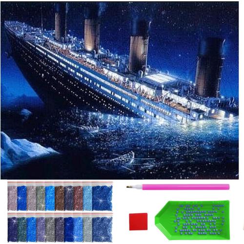 30x40 Cm - Diamond Painting Kit Complet - Le Titanic En Train De Sombrer - 30x40 Cm ¿ 5d Broderie Diamant,Peinture Diamant Adulte