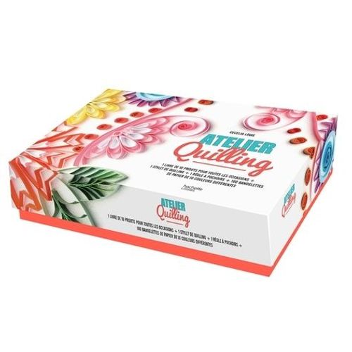 Coffret : Atelier Quilling - Contient : 1 Stylet De Quilling, 1 Règle À Pochoirs, 100 Bandelettes De Papier