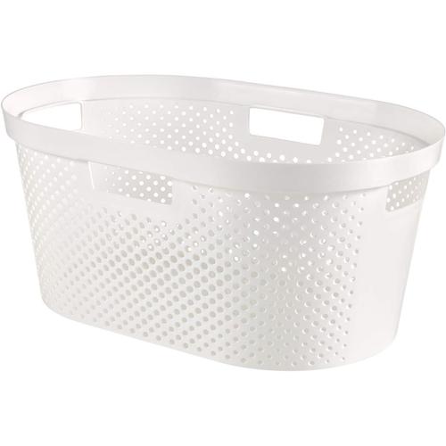 Panier à Linge 40L Infinity - Bac à Linge propre et sale - Bonne Aération - Corbeille pour Salle de Bain ou Buanderie - 100% Recyclé - 58,5 x 38 x 26,5 cm - Blanc