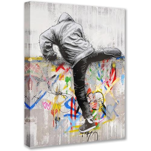 16x24 inch - Street Art Decor classique Graffiti images homme sportif Pop peintures artistiques 1 panneau sur toile Art mural salon maison décoration moderne encadrée giclée prêt à accrocher Cadeau