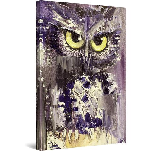 80x120 cm - Impression Sur Toile Peinture Oiseau Hibou Pourpre, Tableau Animaux Encadrée - Decoration Murale Salon Moderne - Image sur Toile - 80 x 120 cm