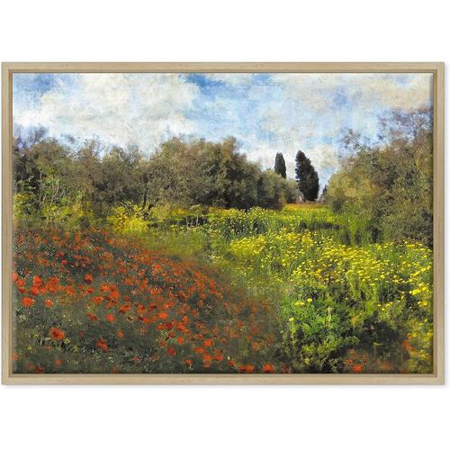 50x70 cm - Tableau sur toile - Encadré - Prêt à accrocher - Claude Monet - Impressionnisme - Art moderne - 50x70 cm - Colore Legno Naturale Moderno