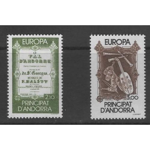 Andorre, Timbres-Poste Y & T N° 339 Et 340, 1985 - Europa, Musique