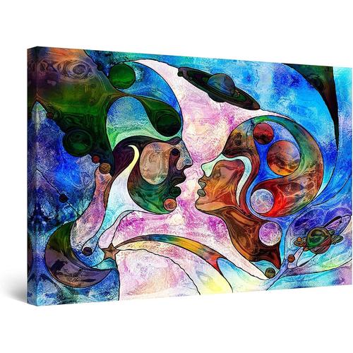 80x120 cm - Impression Sur Toile Je Regarderai dans TES Grands Yeux Bleus - Tableau Abstrait - Decoration Murale Salon Moderne - Image sur Toile - 80 x 120 cm